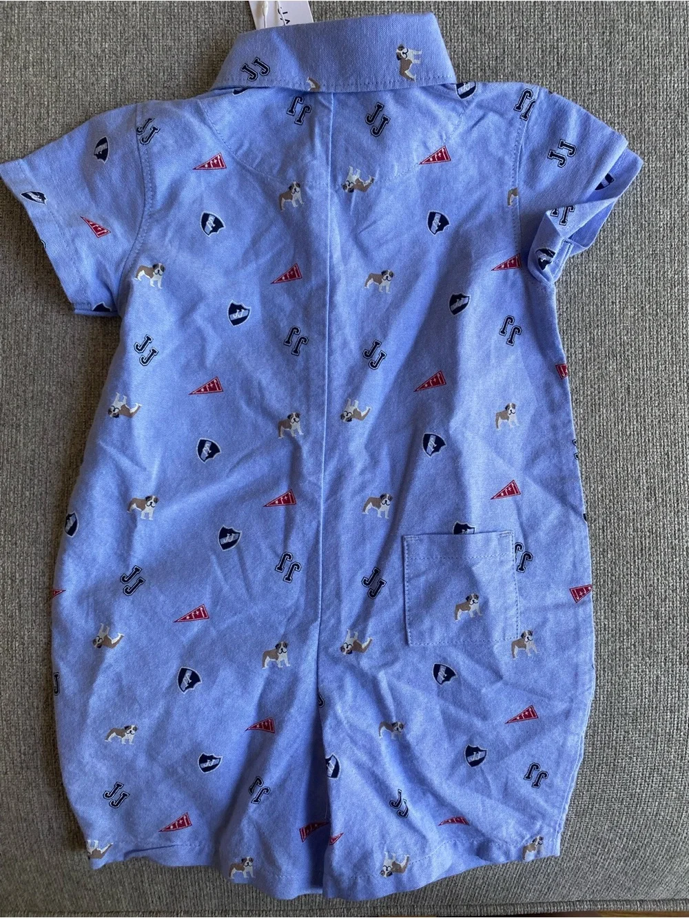 Janie and Jack Baby Bulldog Oxford Romper
